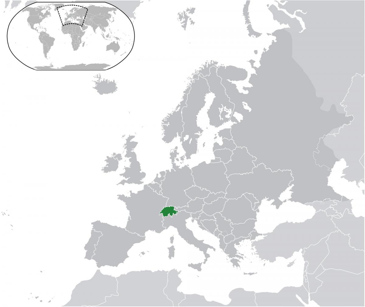 switzerland map on world