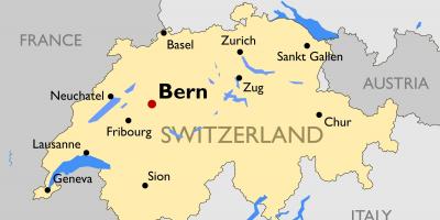 Map of switzerland with major cities