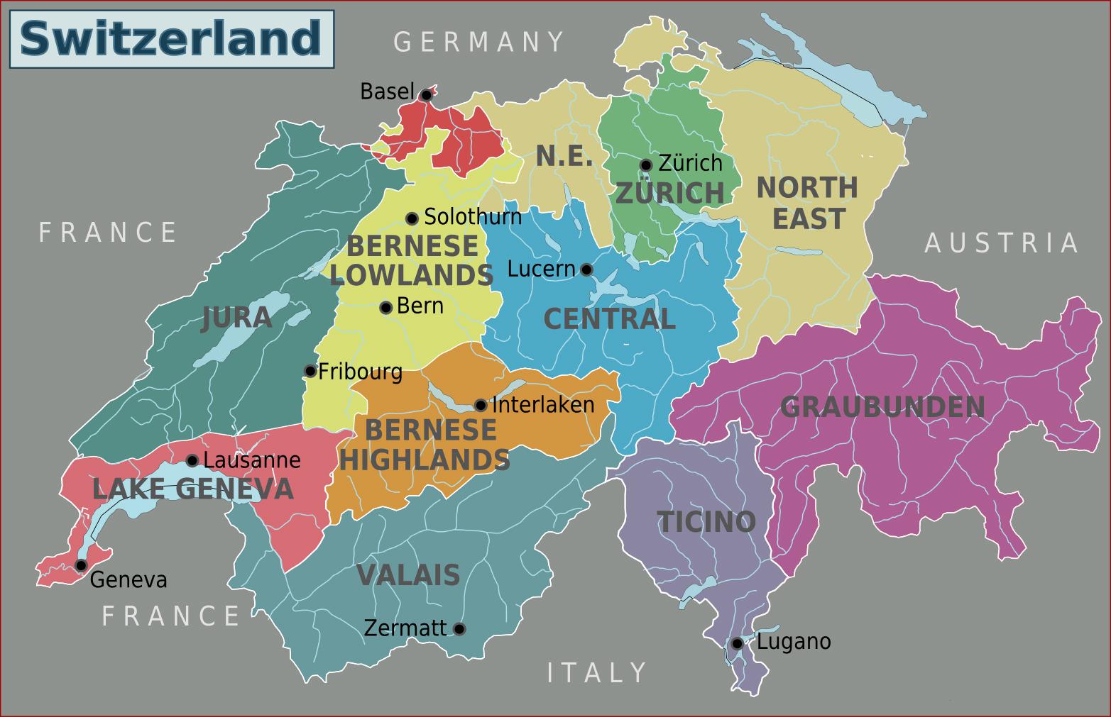 switzerland tourist places map