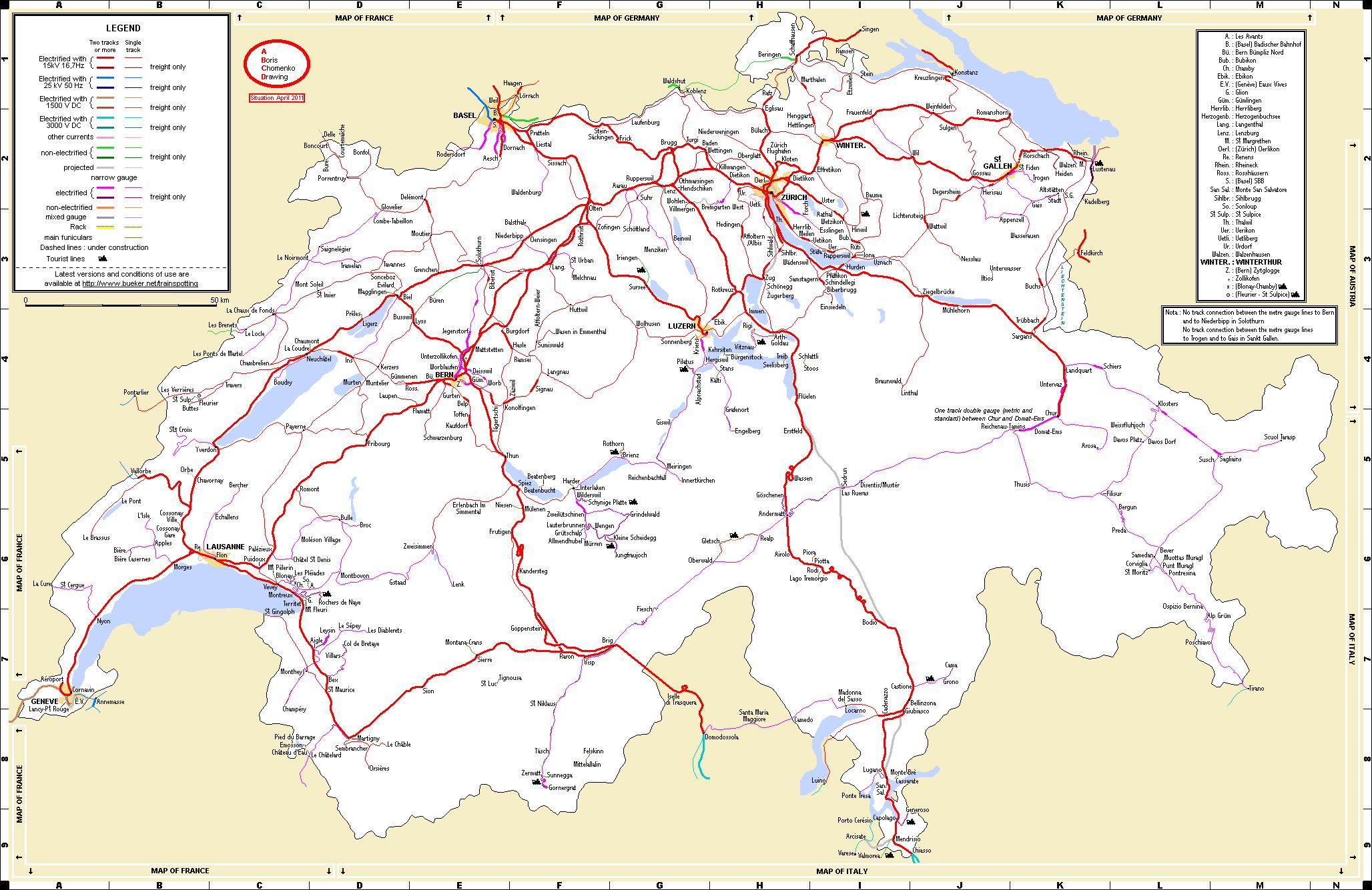 train map of italy and switzerland