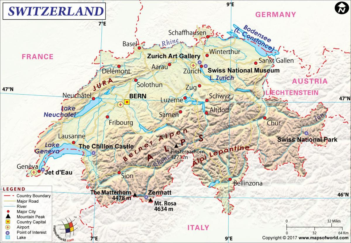 map of airports in switzerland