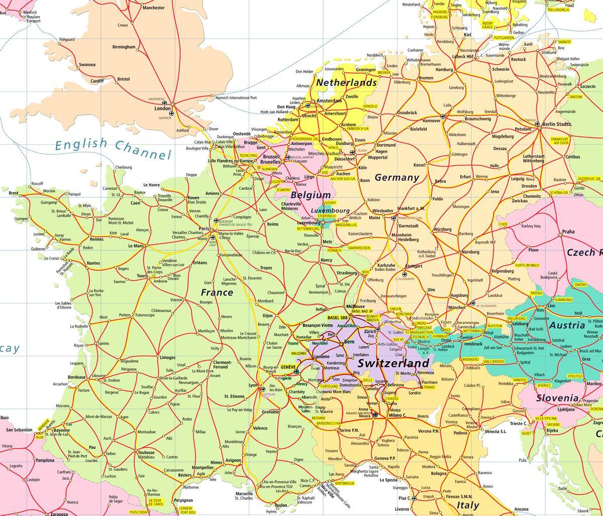 map of eurail map switzerland