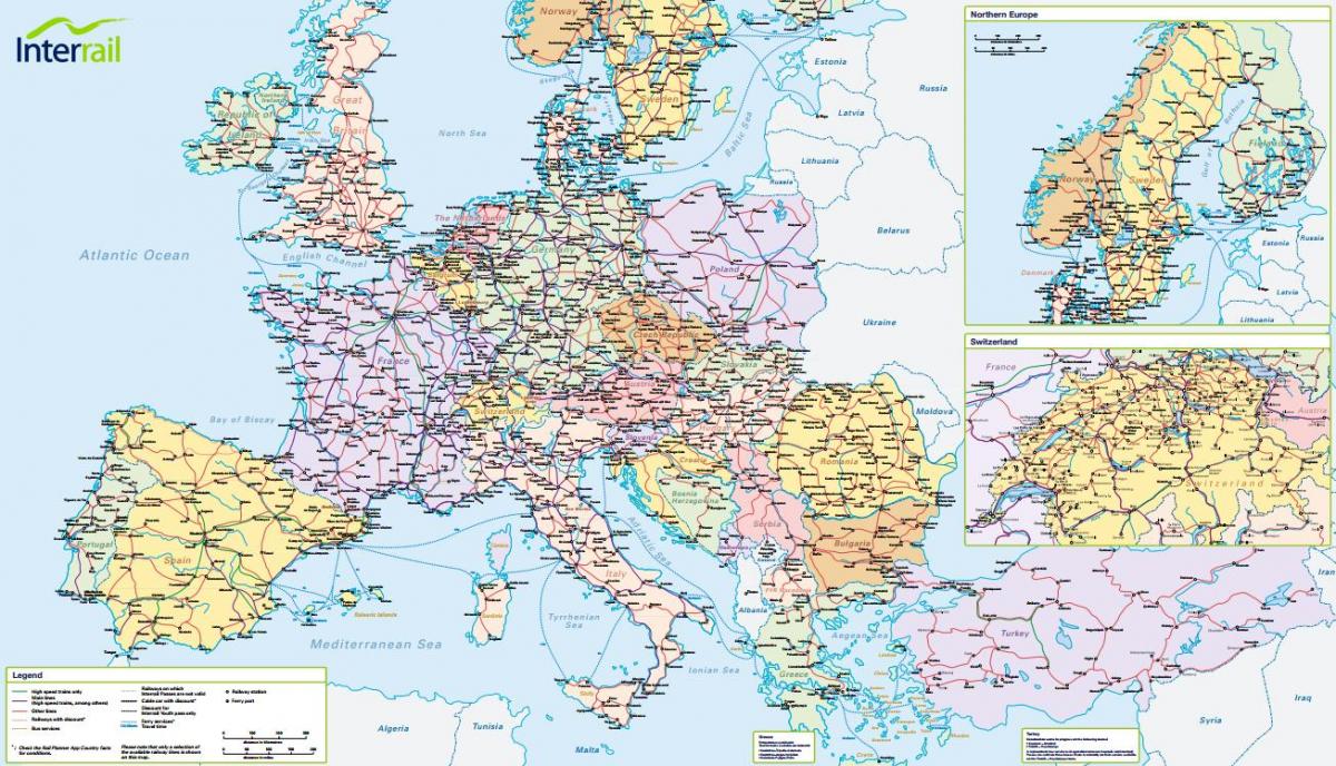 map of interrail switzerland 