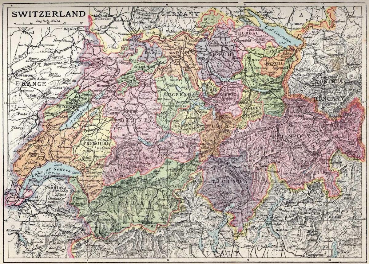 map of old map of switzerland