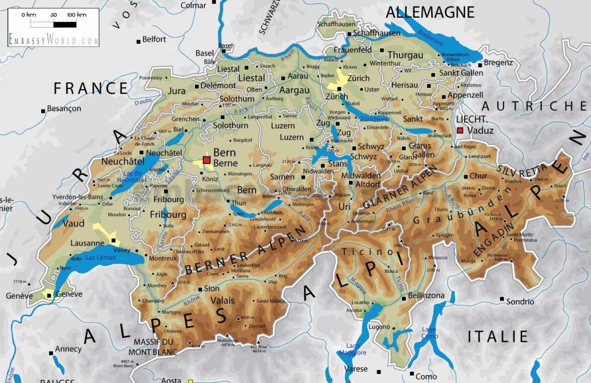 switzerland geography map