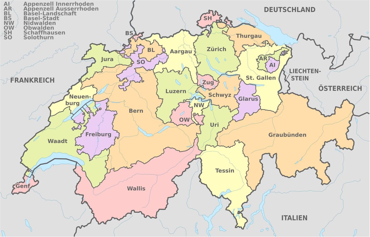 map of switzerland and surrounding area