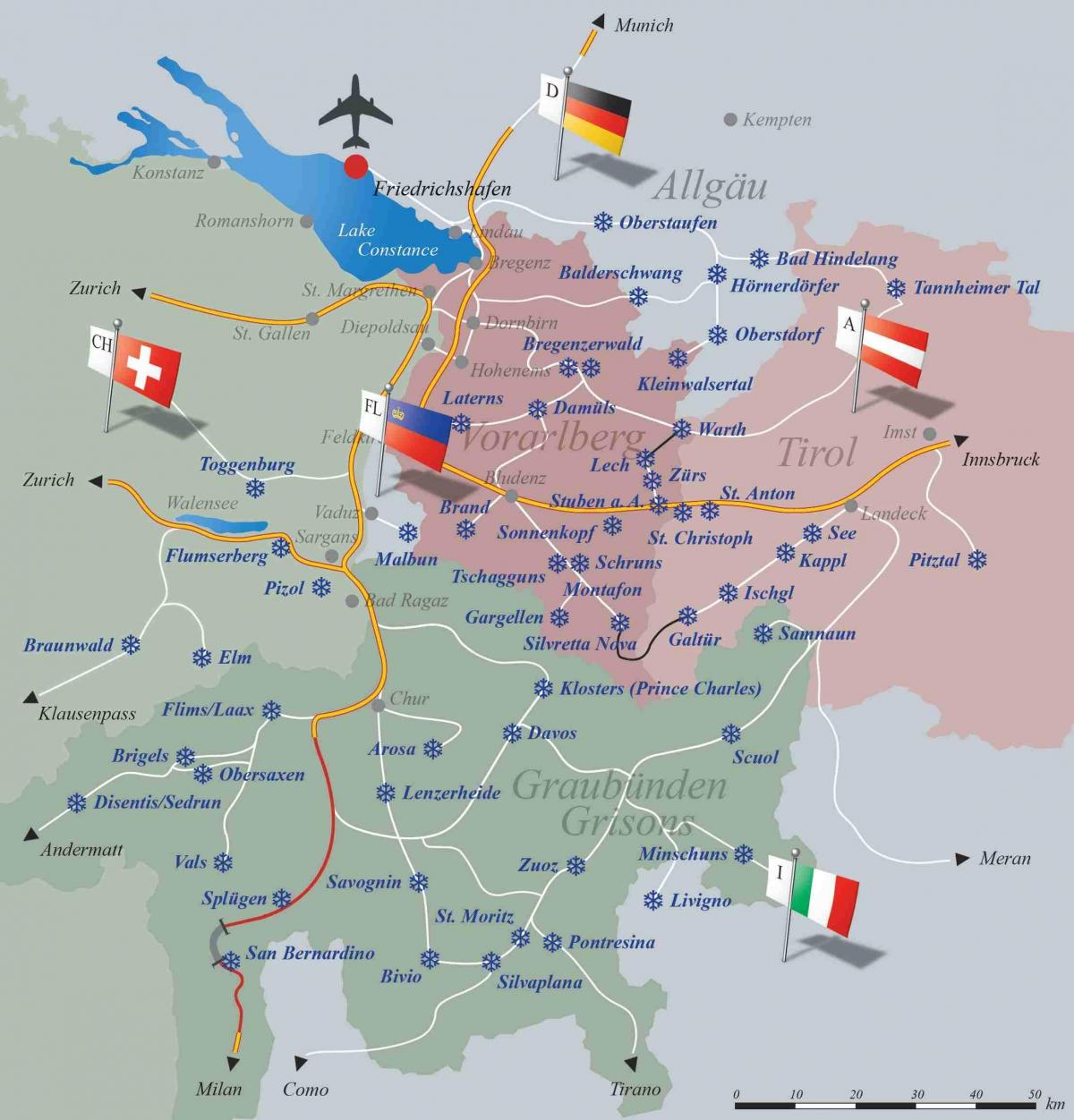 ski resorts switzerland map