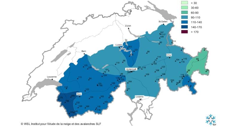 map of snow map switzerland