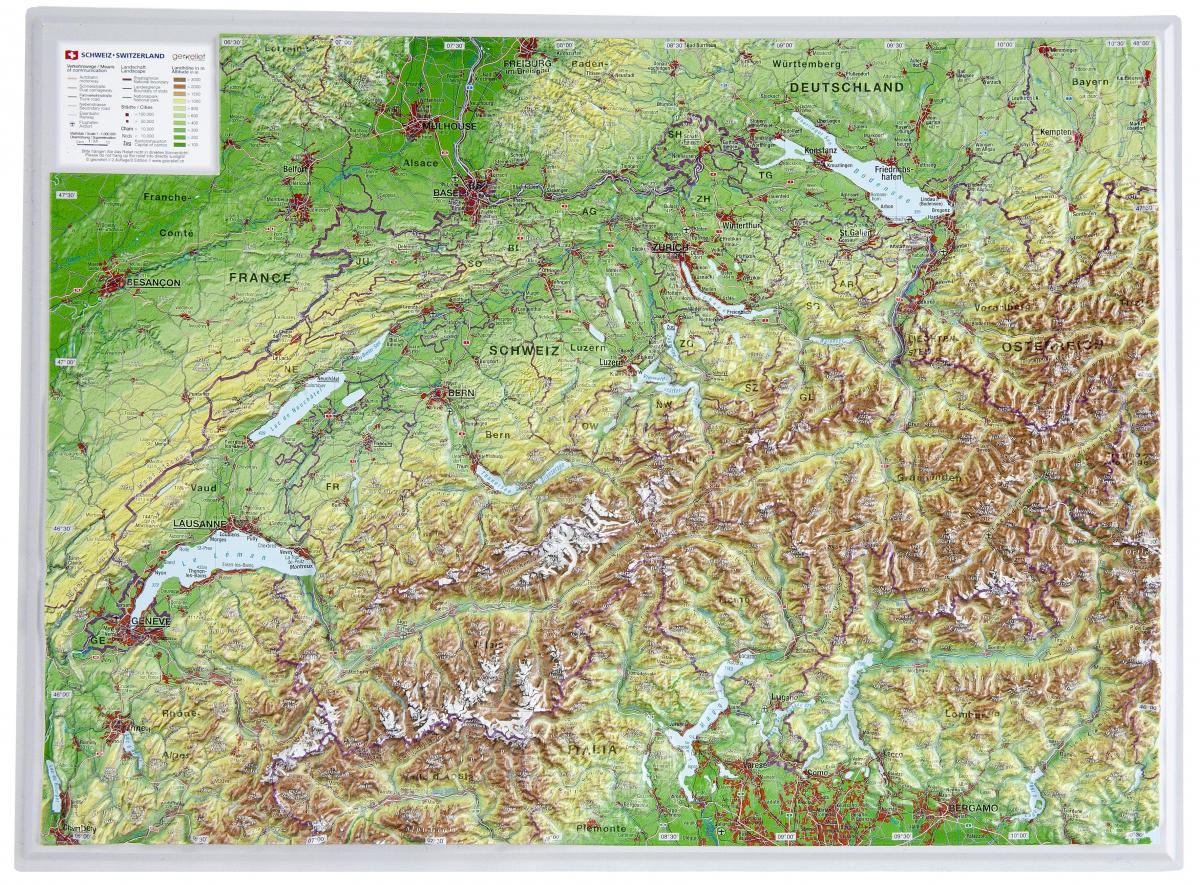 map of switzerland 3d