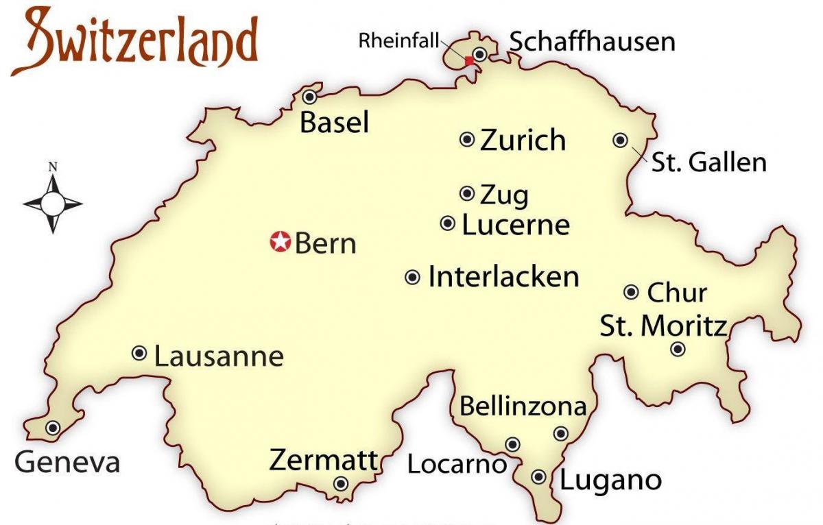 map of switzerland capital 