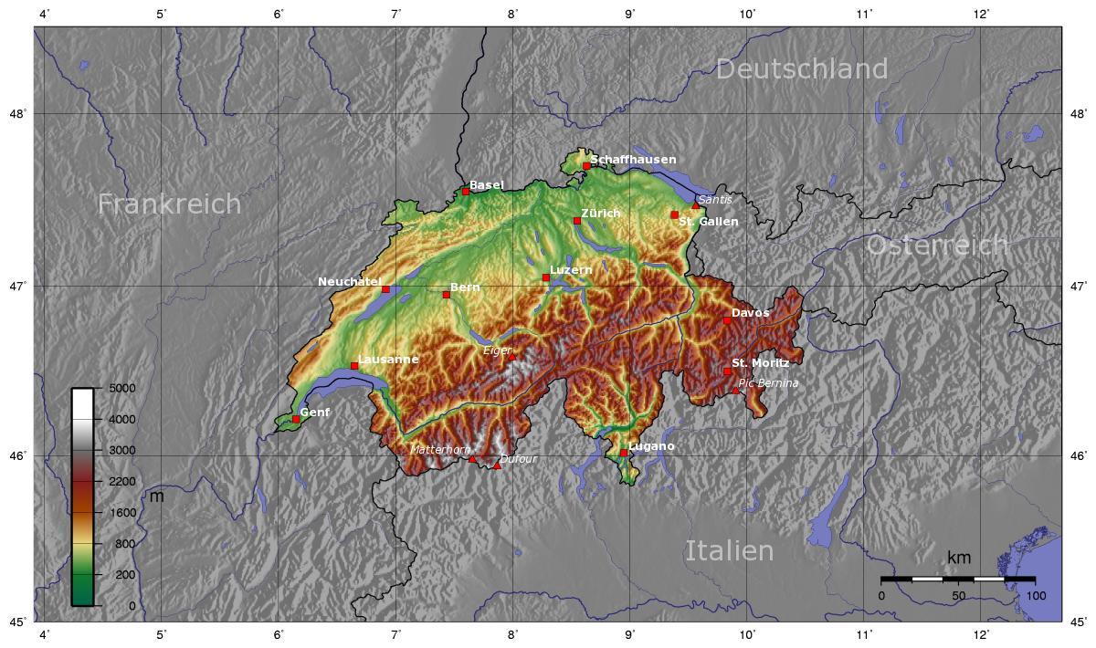 map of switzerland elevation
