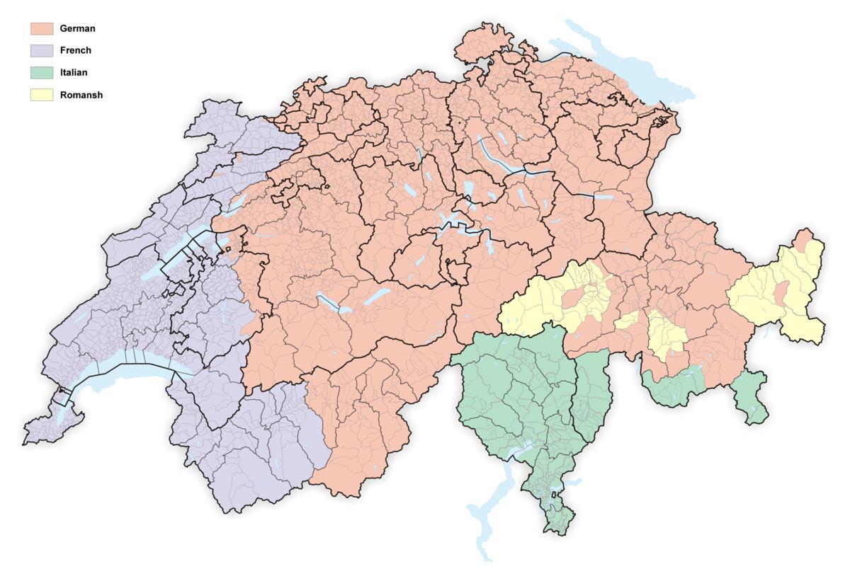 map of switzerland language