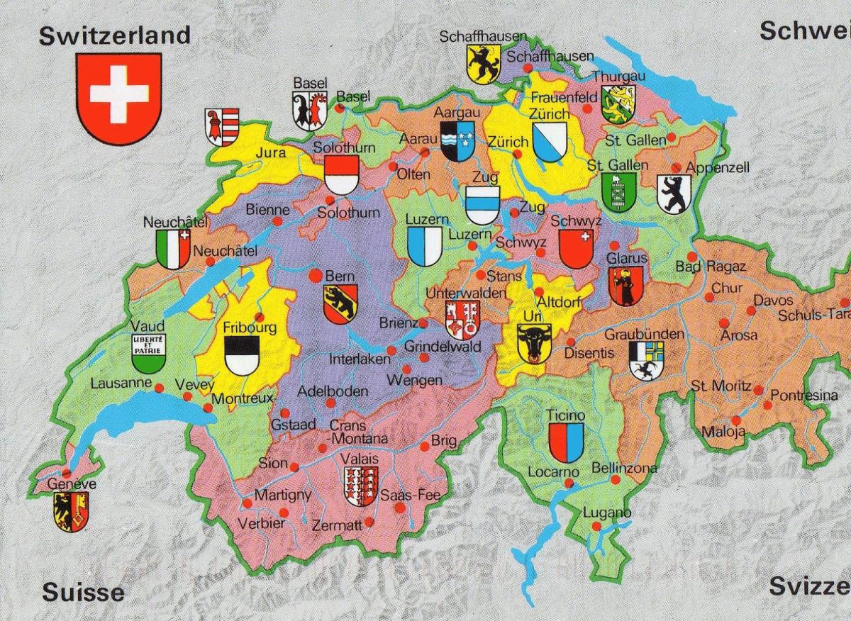 map of switzerland with tourist attractions