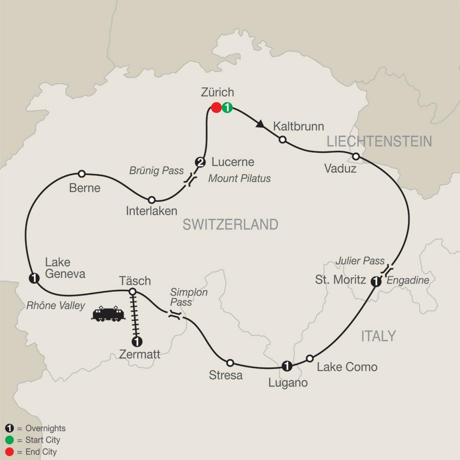 map of switzerland scenic drives