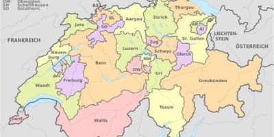 Map of switzerland and surrounding area