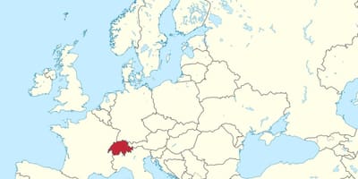 World map with switzerland highlighted