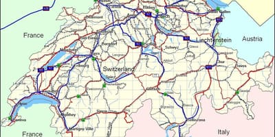 Map of switzerland mountains