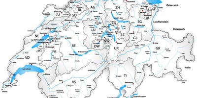 Switzerland rivers map